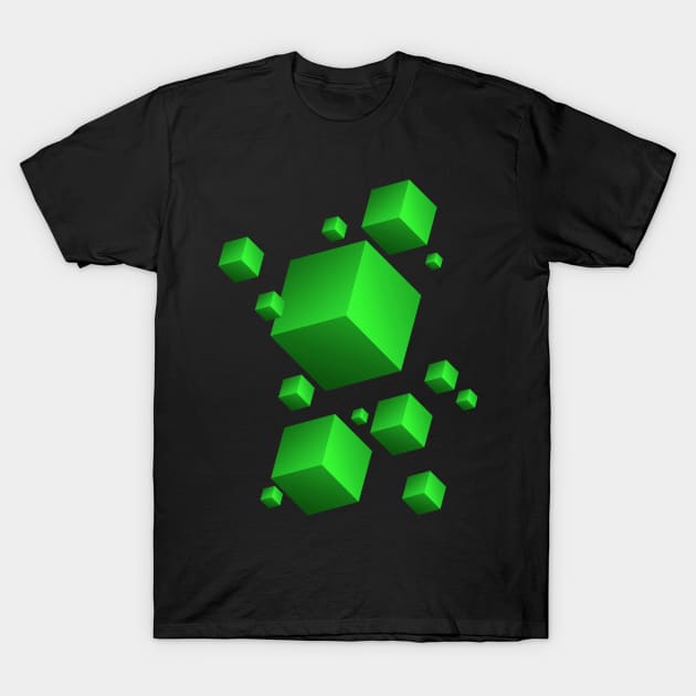 Floating Cubes Green T-Shirt by Studio DAVE